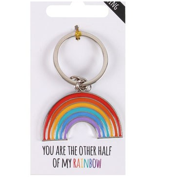 You Are The Other Half Of My Rainbow key ring. A large rainbow to brighten up your bag, keys or as a special gift for a friend. Wear it with pride.