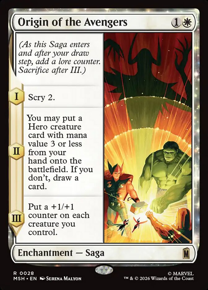 Marvel Superheroes Origin of the Avengers Card Front