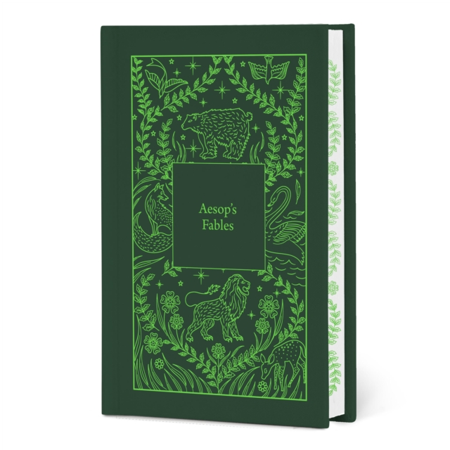 Green book cover with Aesop's Fables design on a white background