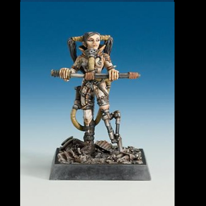 Unpainted Aspera, Apocalyptic Samurai miniature by Werner Klocke. Chronoscope Genesis range, featuring advanced armour, katana, and dynamic pose.