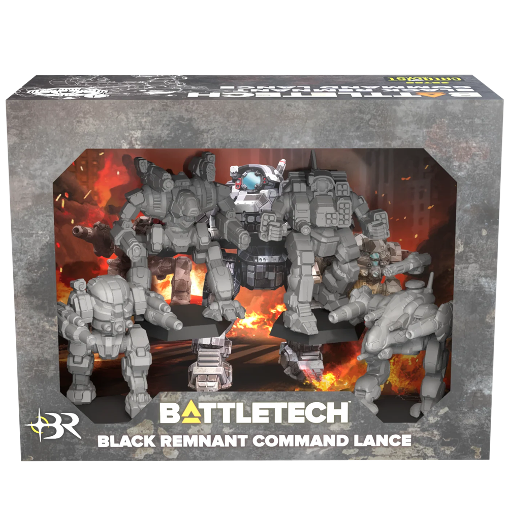 BattleTech Black Remnant Command Lance with Dragon Fire, Blood Asp I, Flashman and Cyclops miniatures