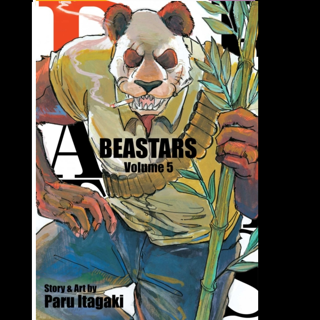 Beastars Vol. 5. Cover of 'Beastars' Volume 5 with a character holding bamboo and smoking a cigarette.