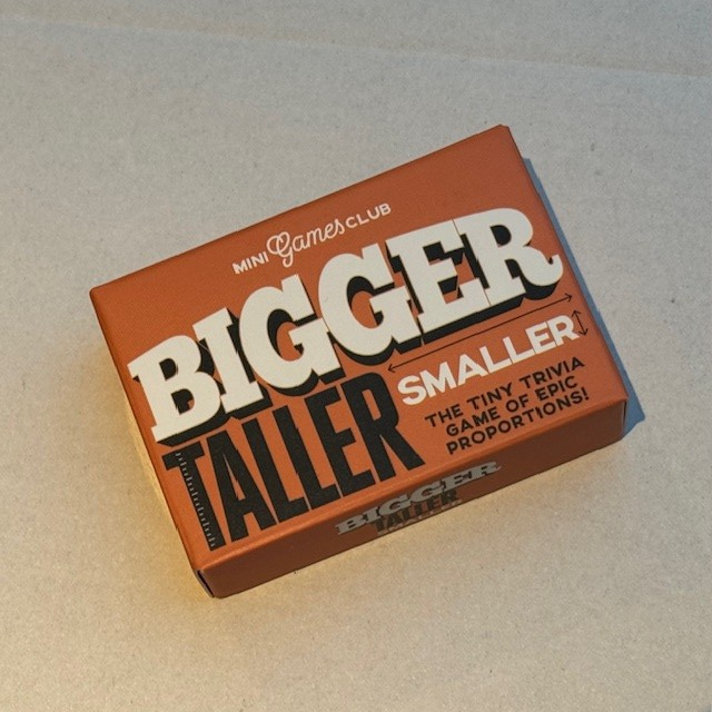Bigger, Taller, Smaller orange boxed game