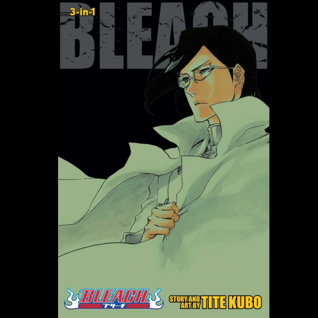 Bleach 3-in-1 manga volume cover featuring Tite Kubo's art, showing a character in a white coat against a black background with the title 'BLEACH' at the top and the author/brand logos at the bottom. Bleach 3 in 1 Edition Vol. 24 (70,71&72) - Paperback Manga by Tite Kubo