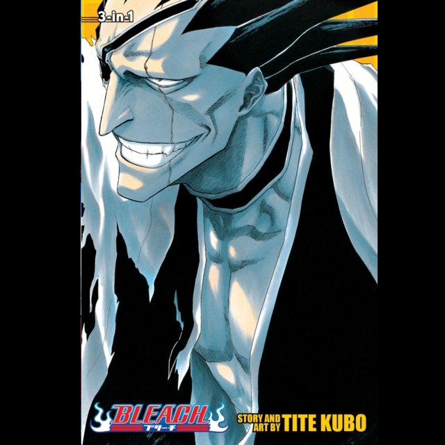 Bleach: The 3rd Year - Volume 10 manga book cover featuring a close-up illustration of the character Kenma Kuzumi with his signature grin, black hair, and white and black outfit. The title 'BLEACH THE 3RD YEAR' and creator credit 'Tite Kubo' are visible at the bottom. Bleach 3 in 1 Edition Vol. 5