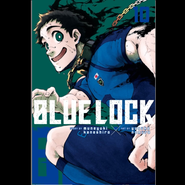 A paperback graphic novel featuring dynamic illustrations of soccer players engaged in intense challenges, highlighting their skills and rivalries in the quest to become top strikers.