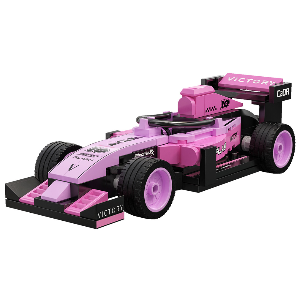 Cada Pink Circuit Racing Car Pink and black brick race car on a white background