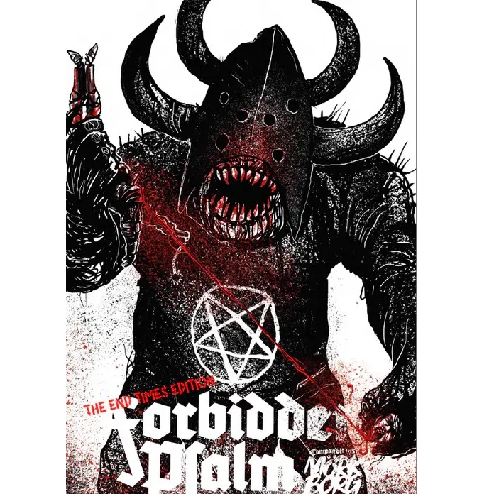 Illustration of a demonic figure with horns and a pentagram symbol, labeled 'Forbidde Paint'.