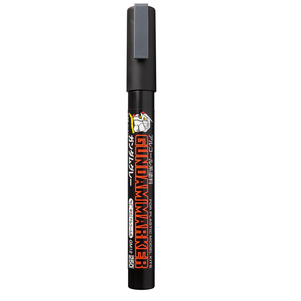 Black marker with branding on a white background. GM12 Gundam Marker Gray