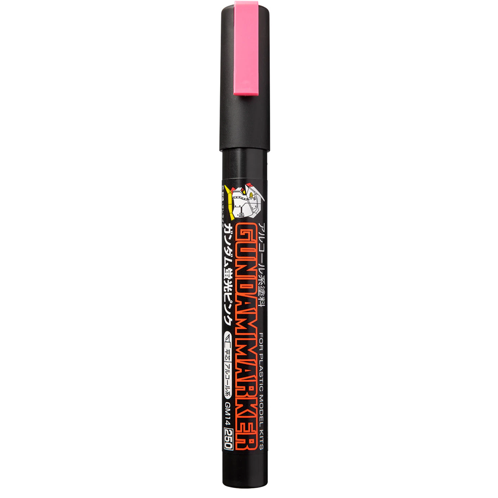 Black marker with pink cap on a white background. GM14 Gundam Marker Pink Fluorescent