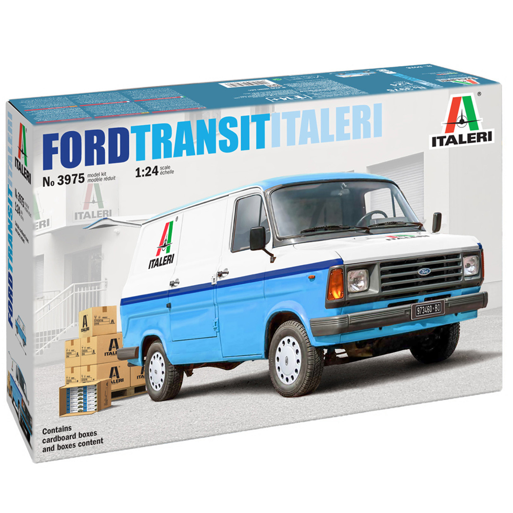 Italeri Ford Transit Italeri livery 1 24 scale plastic model kit van with cargo