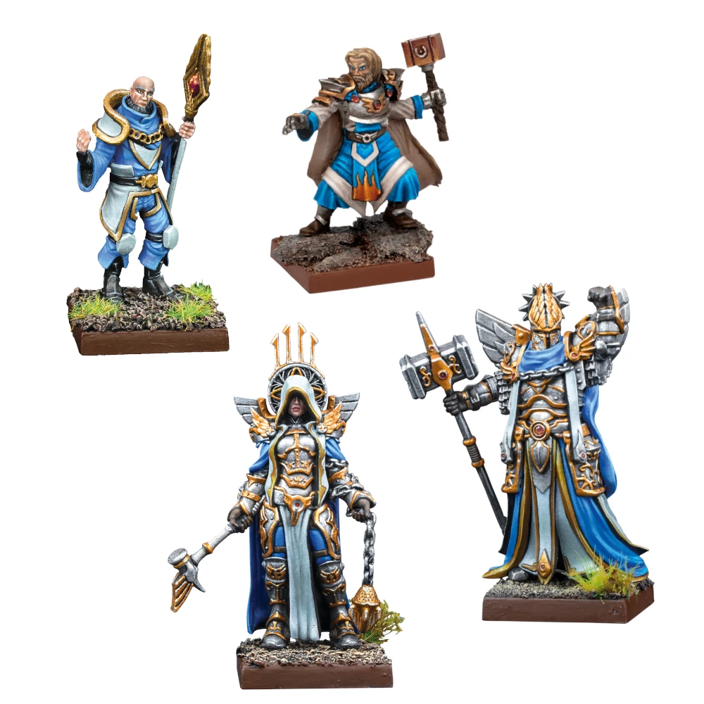 Lead your Basilean forces with powerful heroes from Mantic Games! This unpainted set includes an Abbess, Dictator, War Wizard, and High Priest.
