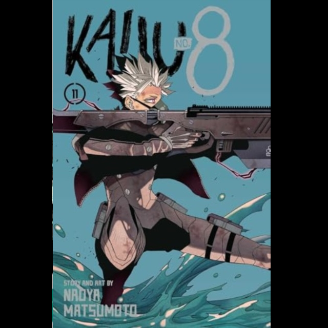 Comic book cover featuring a character with a gun, titled 'Kaliu No. 8' by Nadya Matsumoto. Kaiju No. 8, Vol. 11 | Manga Graphic Novel