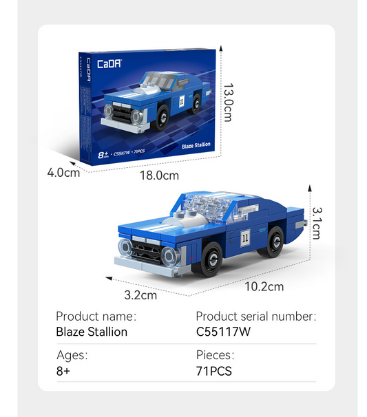 Blue toy car model made of inter...
