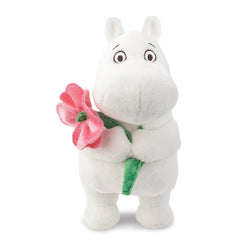 Standing Moomin Plush With Pink Flower 6.5"