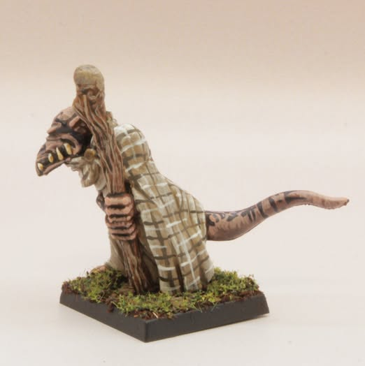Oakbound Studio Diplomat Tiarna Miniature dinosaur figure wearing a plaid shirt on a white background