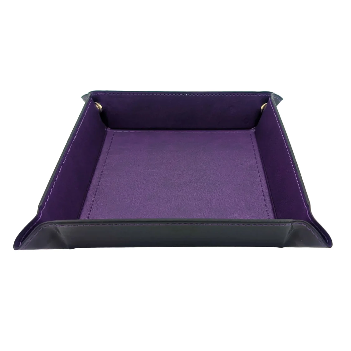 Purple leather tray on a white background. Purple Square Dice Tray with Press Stud Corner
