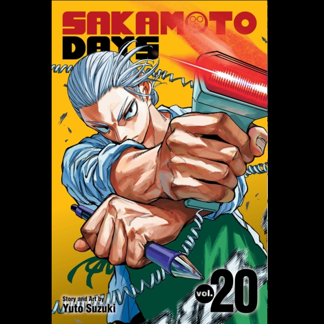 Sakamoto Days Volume 20 manga paperback by Yuto Suzuki Shonen Jump Takamura X transformation Rion Uzuki arc cover art