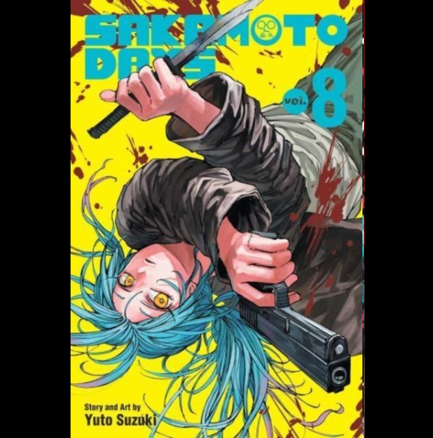 Sakamoto Days Volume 8 manga paperback by Yuto Suzuki Shonen Jump JCC test tail tag arc cover art