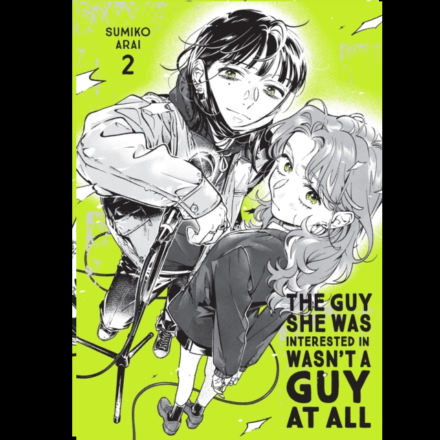 The Guy She Was Interested In Wasn't a Guy at All Vol 2 manga paperback by Sumiko Arai. Manga book cover with two characters and a green background