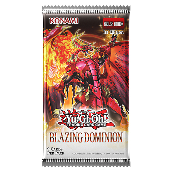 Konami Yu-Gi-Oh! Trading Card Game Blazing Dominion packaging on a white background. Yu-Gi-Oh! Blazing Dominion Booster Pack
