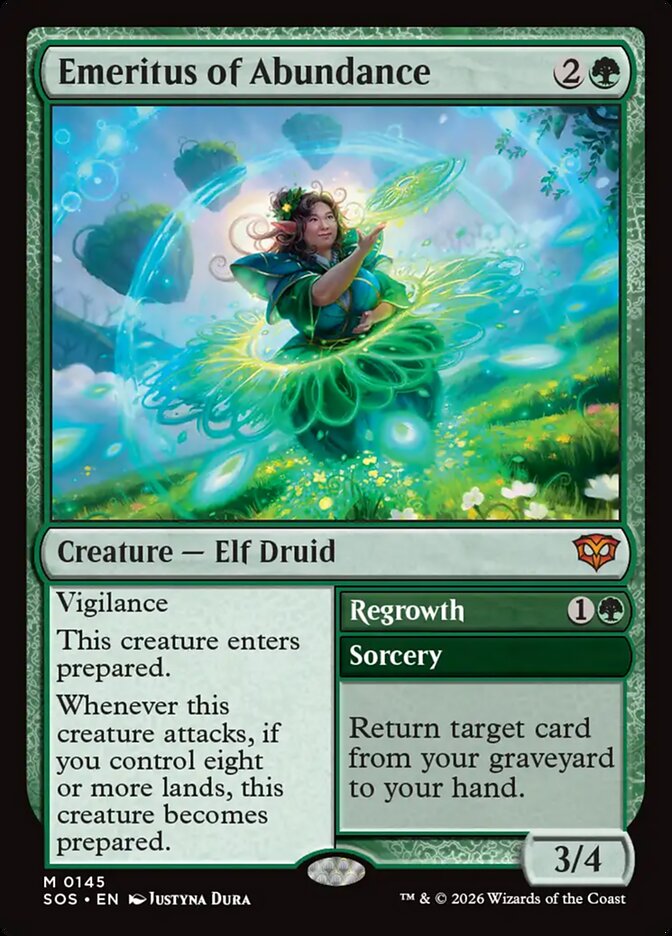 Emeritus of Abundance // Regrowth Secrets of Strixhaven #145Card Front