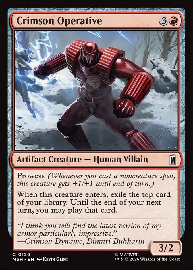 Marvel Superheroes Crimson Operative Card Front
