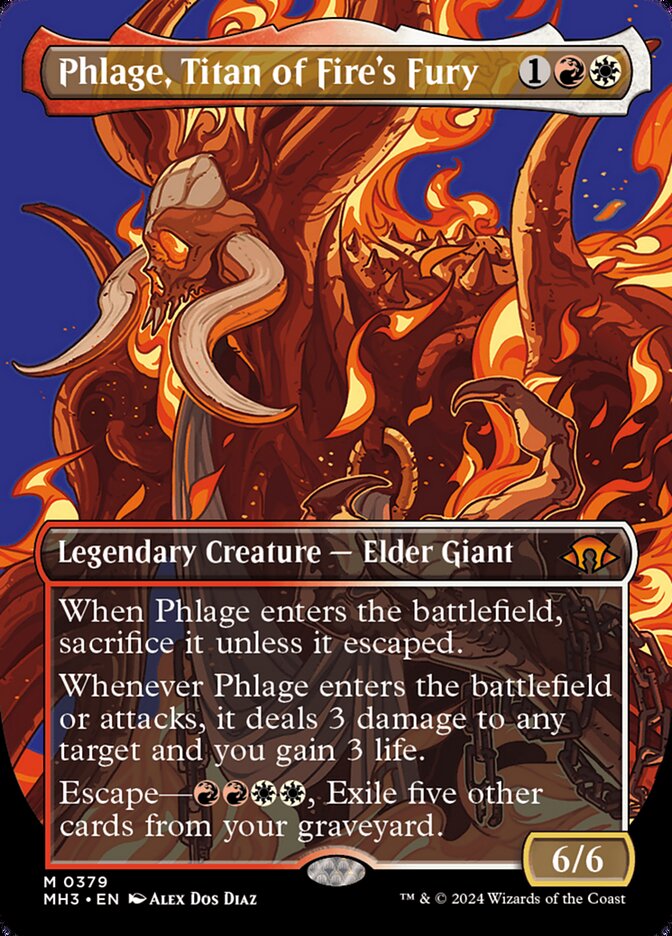 mtg borderless profile cards Phlage, Titan of Fire's Fury Borderless Profile MTG Single