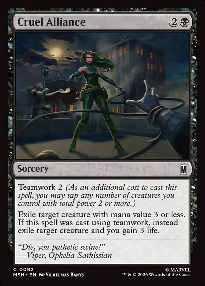 Marvel Superheroes Cruel Alliance Card Front