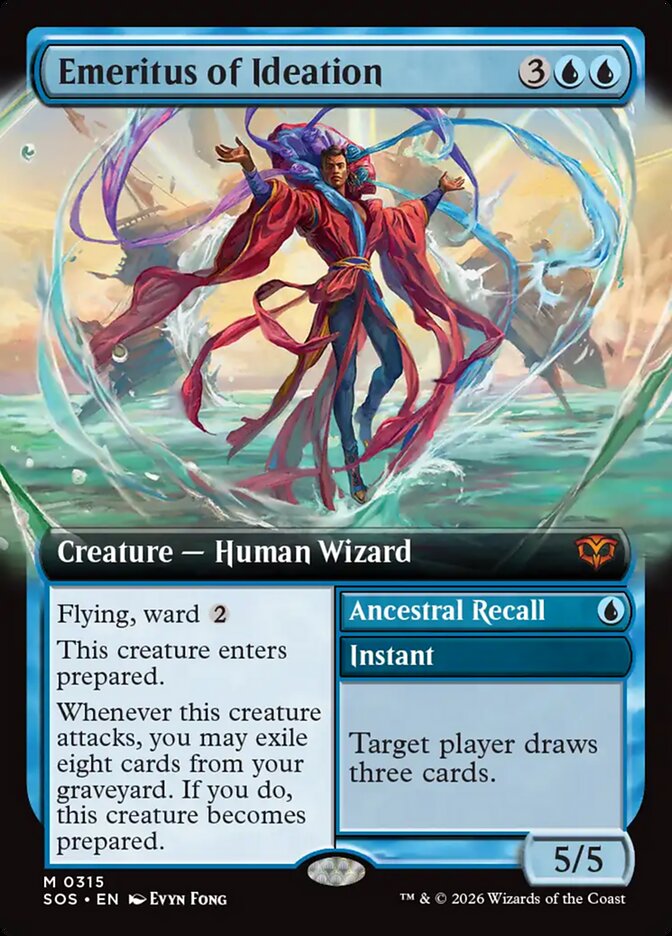 Emeritus of Ideation // Ancestral Recall Secrets of Strixhaven Extended Art #315Card Front
