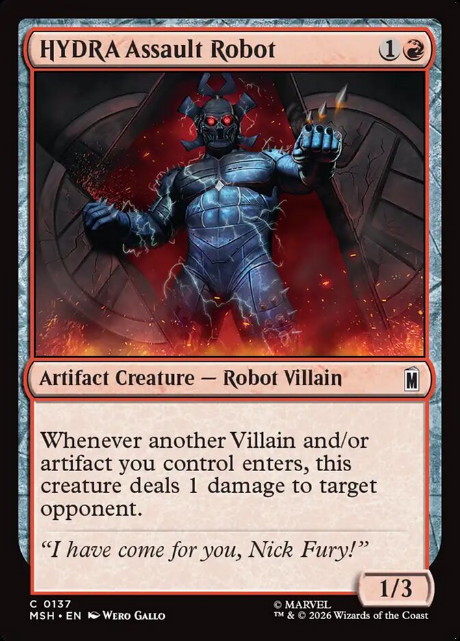 Marvel Superheroes HYDRA Assault Robot Card Front