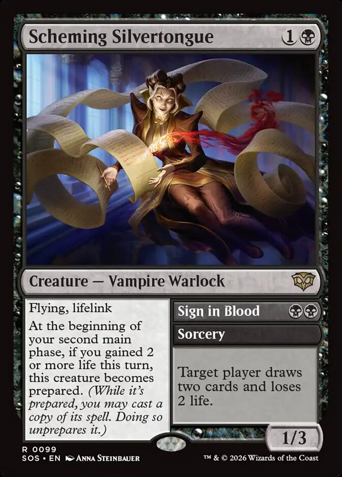 Scheming Silvertongue // Sign in Blood Secrets of Strixhaven #099Card Front