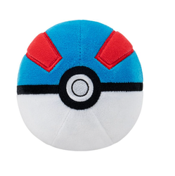 Gotcha catch 'em all. A 4" Great Ball Pokémon plushie with polyester fibre filling and plastic pellets in the bottom, a great gift for a Pokémon fan.