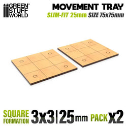 25mm Square 3x3 Slimfit The Old World Movement Tray | Green Stuff World