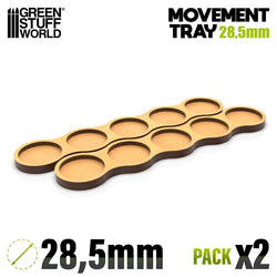 28.5mm Round 5x1 Wargaming Movement Tray | Green Stuff World