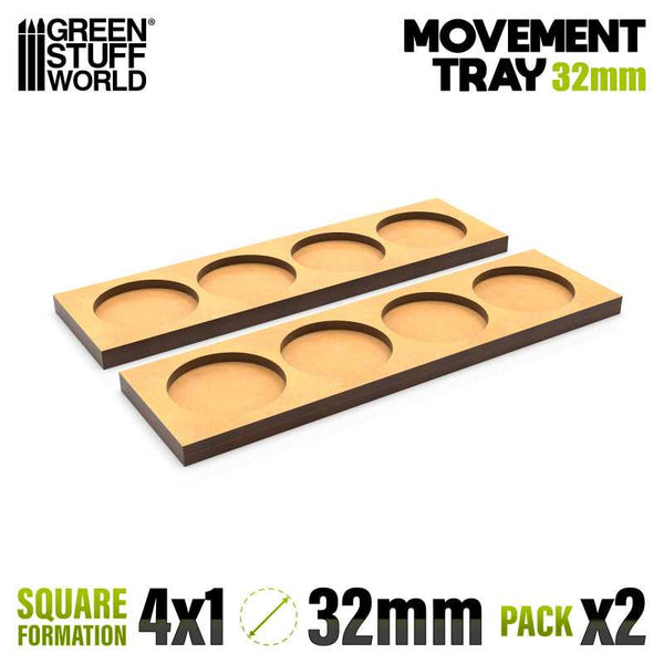 32mm Round 4x1 Wargaming Movement Tray | Green Stuff World