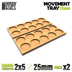 25mm Round 5x2 Wargaming Movement Tray | Green Stuff World