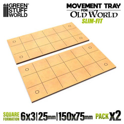 25mm Square 6x3 Slimfit The Old World Movement Tray | Green Stuff World