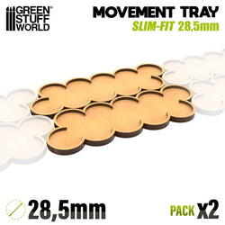 28.5mm Round 5x2 Slim Fit Wargaming Movement Tray | Green Stuff World