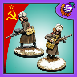 Soviet LMG Team is a pack of two metal miniatures depicting female infantry one carrying a light machine gun and the other her loader companion who has a sub machine gun of her own from the women of world war 2 range by Bad Squiddo Games