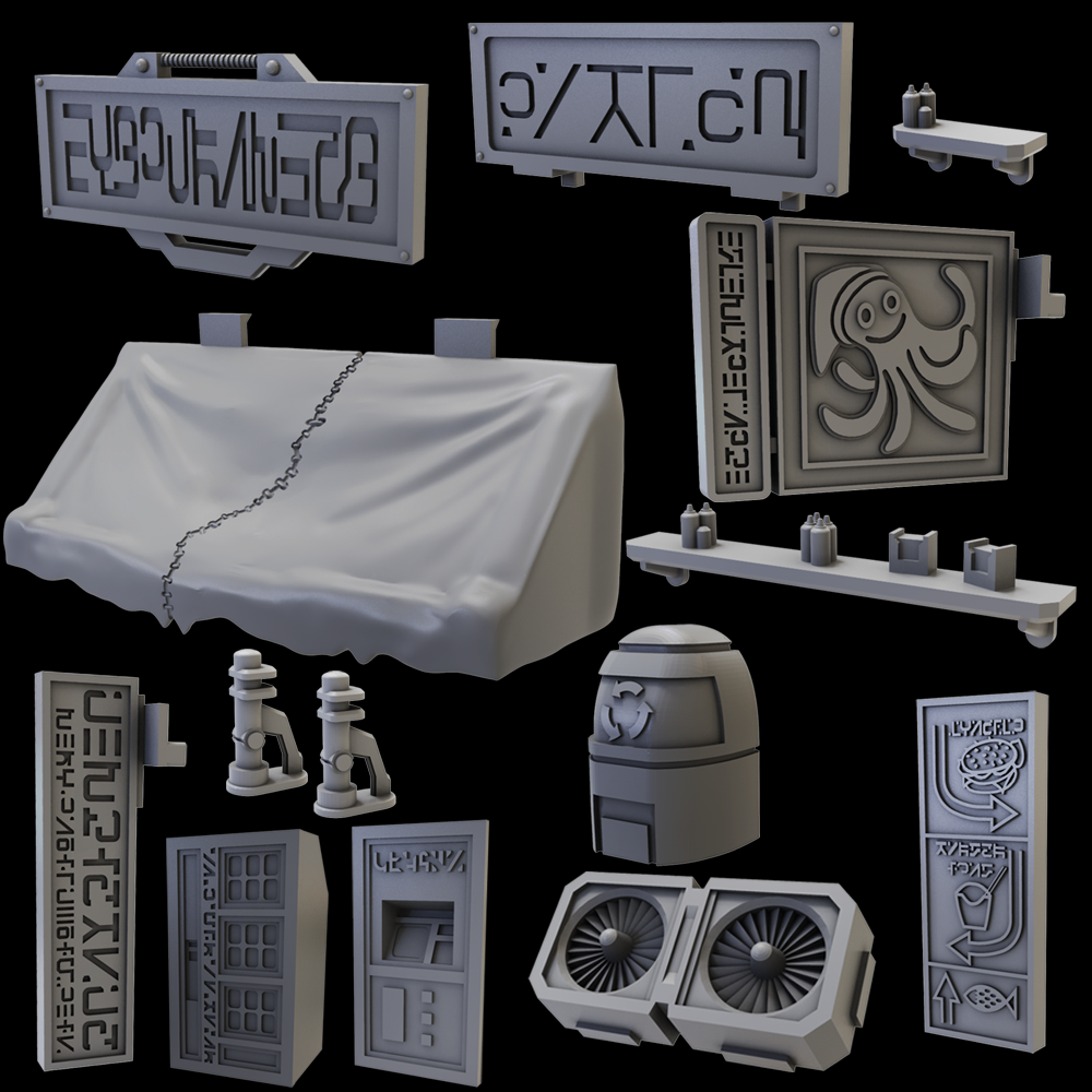 Battlezone Street Accessories for Terrain Crate MGTC211by Mantic Games, plastic accessories of street items