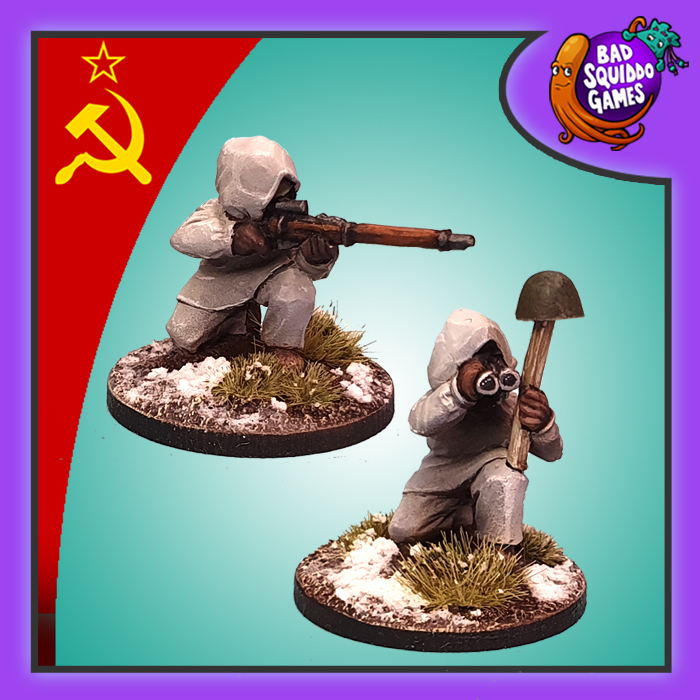 Snipers In Snow Suits is a pack of two metal miniatures for your wargaming table from the Women of WW2 range by Bad Squiddo Games.