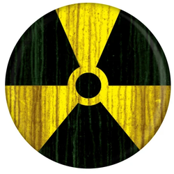 Radioactive badge, featuring the yellow and black symbol