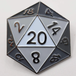 White D20 RPG Enamel Pin Badge