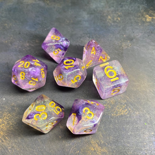 A set of glitter translucent dic...