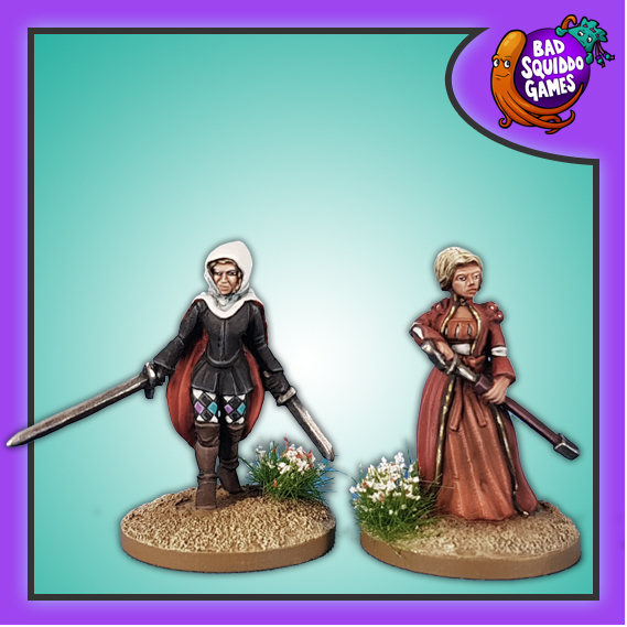 Bad Squiddo Games gaming miniature, hese miniatures show Lucrezia Borgia in two outfits and both miniatures show her with weapons.