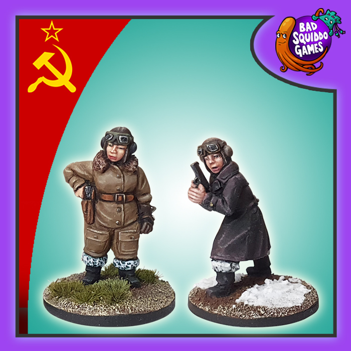 Soviet Night Witches Bomber Pilots is a pack of two metal miniatures depicting female pilots from the women of world war 2 range by Bad Squiddo Games