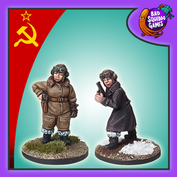 Soviet Night Witches Bomber Pilots is a pack of two metal miniatures depicting female pilots from the women of world war 2 range by Bad Squiddo Games