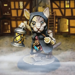 Nefrini is a thief from the Cats Of Crumptown range by Northumbrian Tin Soldier, this kitty carries a lantern and scrolls tucked under their arm 
