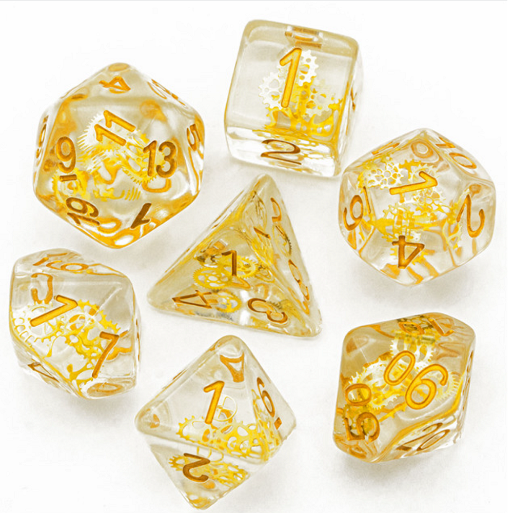 Entombed Gearwheel Gem Golden - Poly Dice Set - TDEGG1